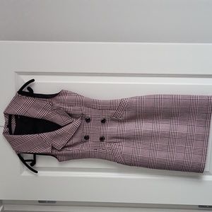 Le Chateau Checkered Double-Breasted Blazer Dress, Size XXS